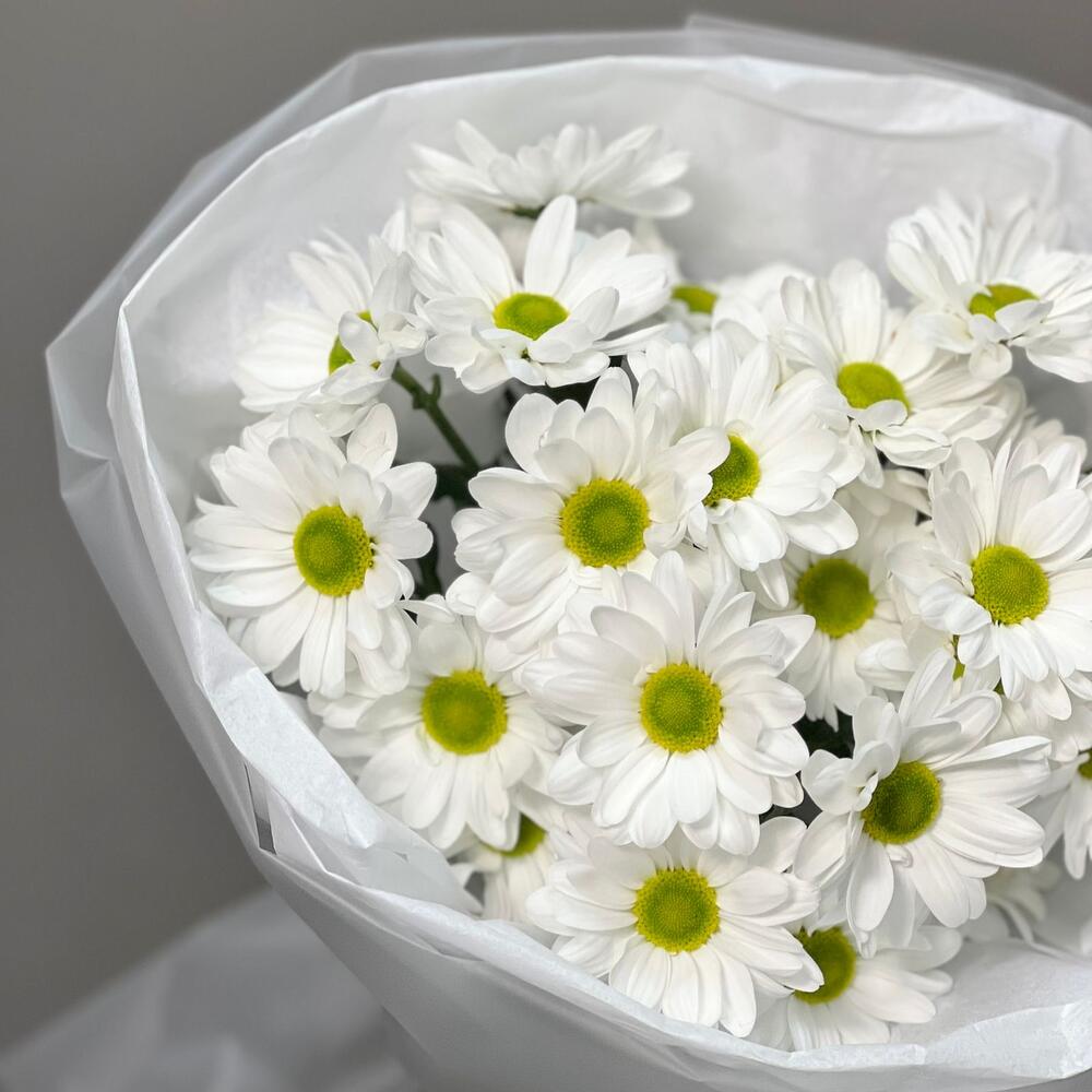 Букет «Ромашковый» – нежные белые хризантемы в деревенском стиле Ломоносов Санкт-Петербург