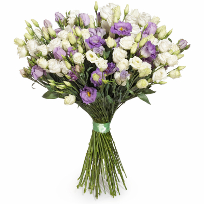 Изысканный букет из белых и фиолетовых эустом – гармония контрастов Ломоносов Санкт-Петербург