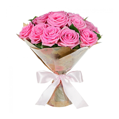 Букет из розовых роз с рускусом – нежность в каждом лепестке Ломоносов Санкт-Петербург