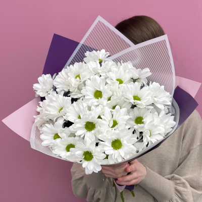 Букет «Весеннее настроение» – свежесть белых хризантем Ломоносов Санкт-Петербург
