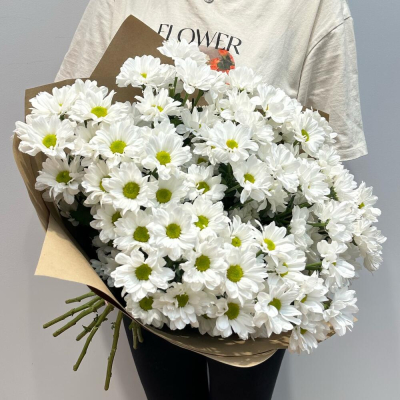 Букет «Летняя свежесть» – дыхание лета в белых хризантемах Ломоносов Санкт-Петербург