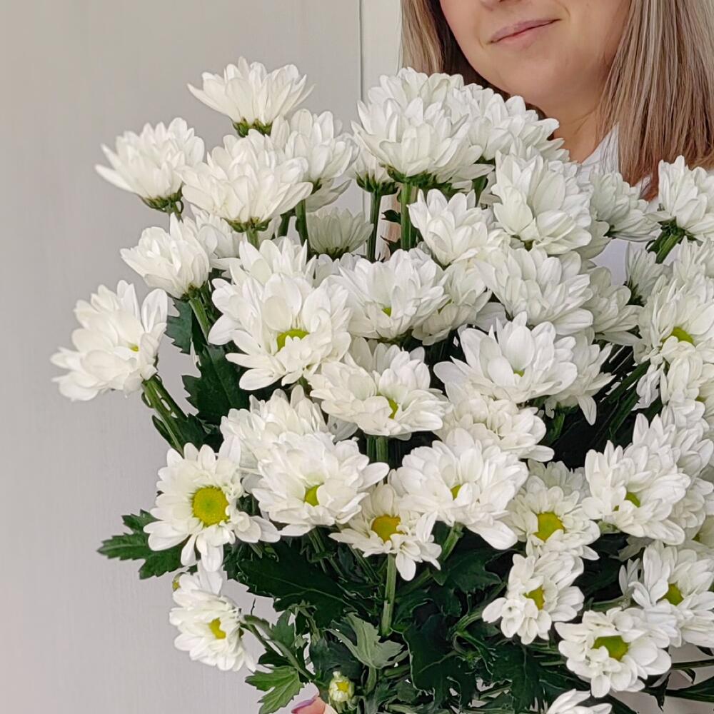 Букет «Ромашка» — свежесть белых хризантем в деревенском стиле Ломоносов Санкт-Петербург