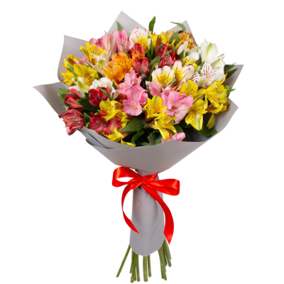 Букет «Рассвет» из разноцветных альстромерий Ломоносов Санкт-Петербург