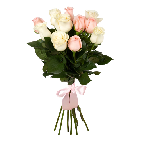 Букет из розовых и белых роз Ломоносов Санкт-Петербург