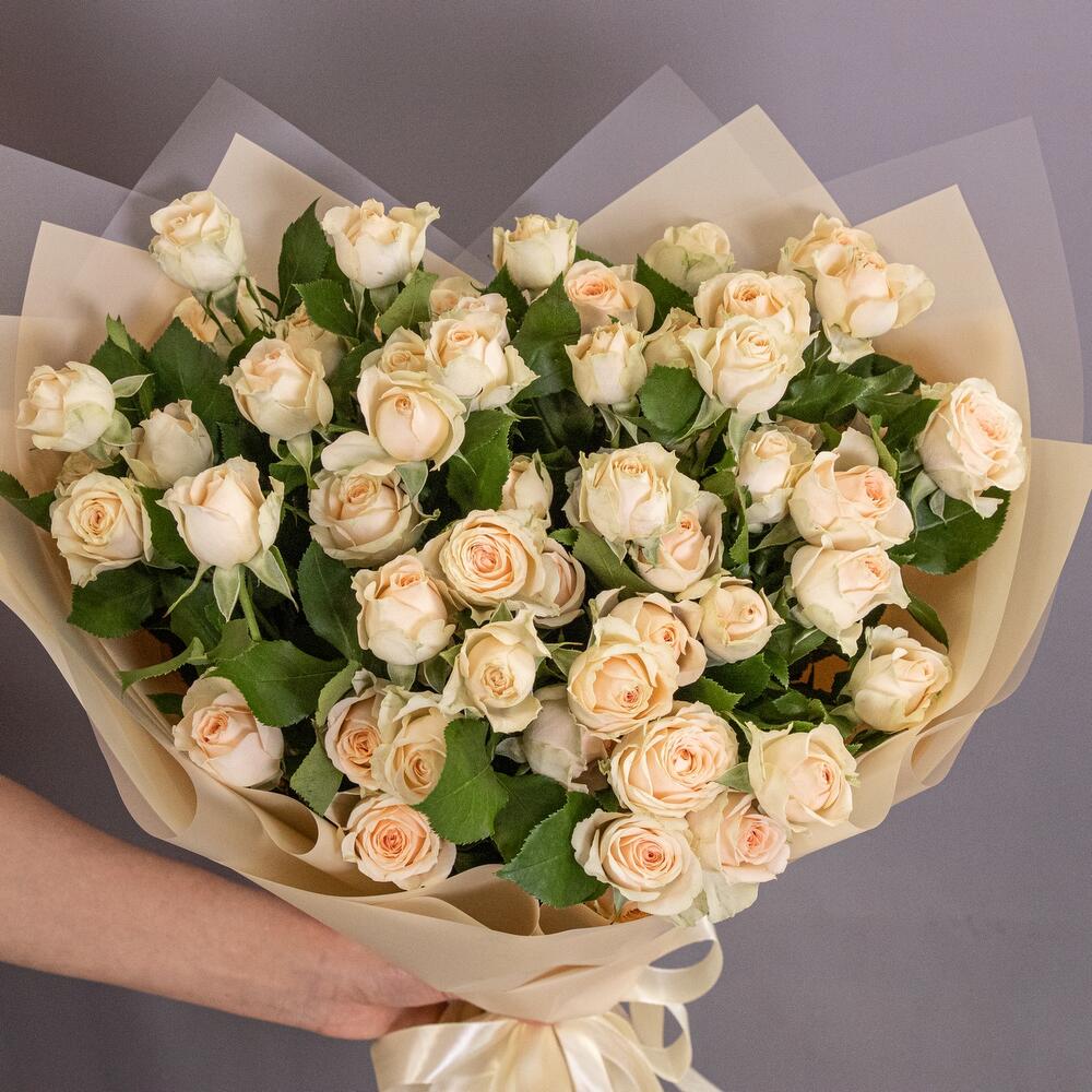 Букет «Персик» – пышные кустовые розы нежно-персикового оттенка Ломоносов Санкт-Петербург